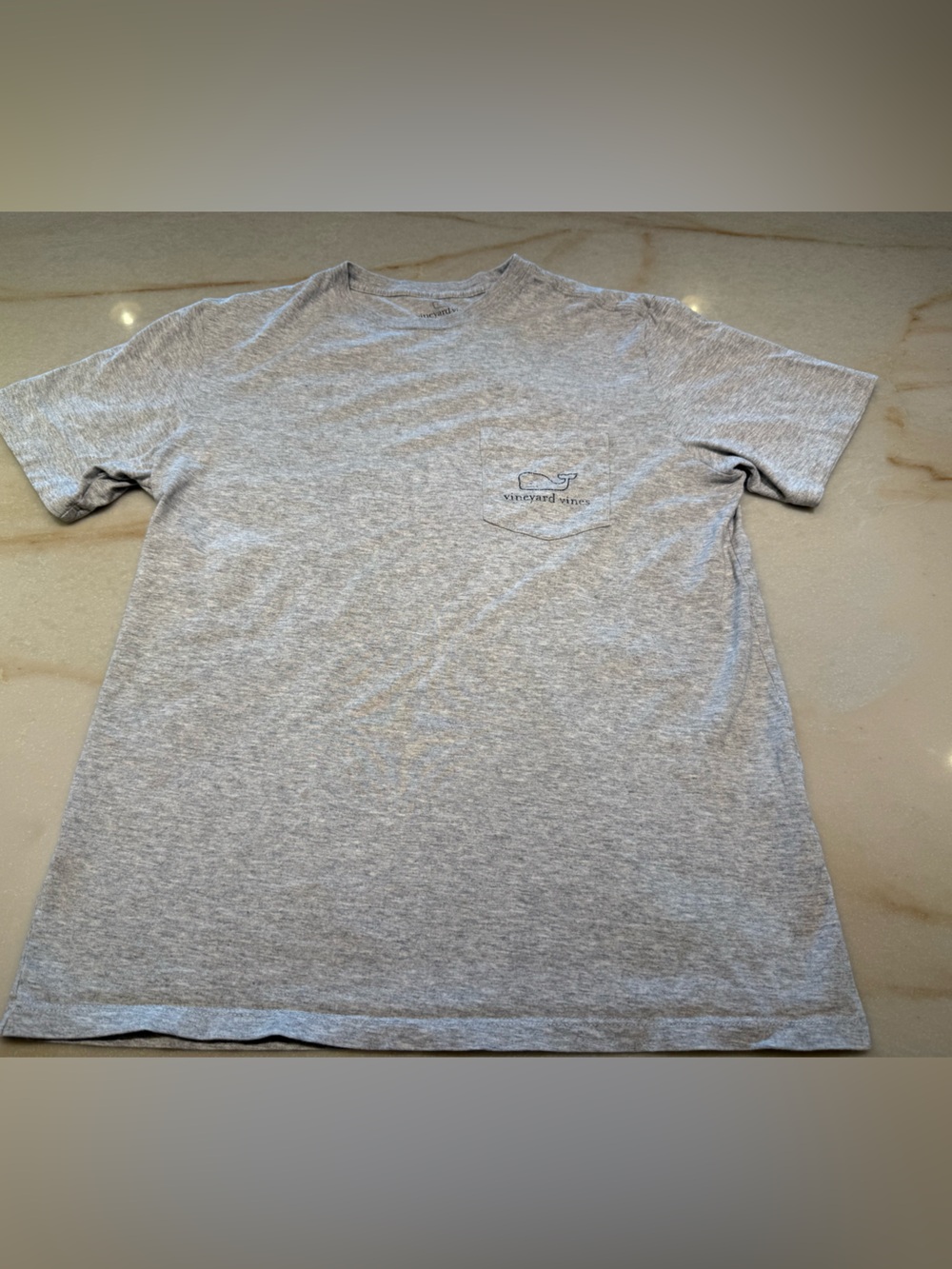 Vineyard Vines Gray Heather Pocket Tee with Whale Logo